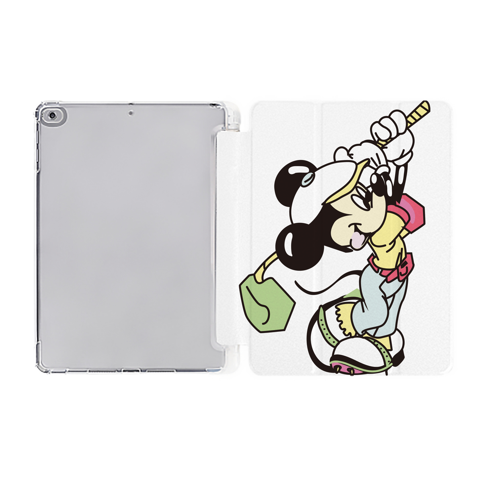 （画像用） ミッキーマウス Mickey Mouse IPad ケース ペン収納付き 三つ折りスタンド PUレザー×シリコン 対応機種9.5/10.5/10.9インチ